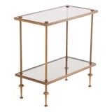French Brass and Smoked Glass End Table in the Manner of Maison Jansen, C. 1950 For Sale
