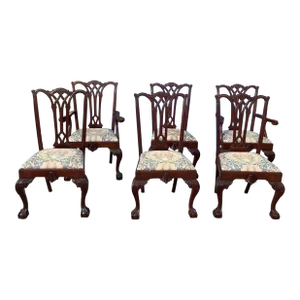 Late 19th Century Set of 6 Chippendale Mahogany Dining Chairs