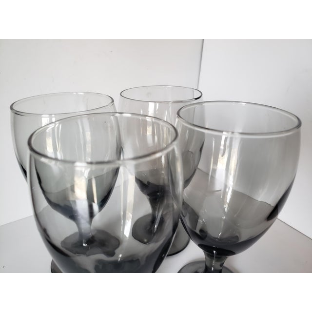Vintage Libbey Classic Smoke Goblet Beverage Glasses - Set of 4 For Sale In Los Angeles - Image 6 of 7