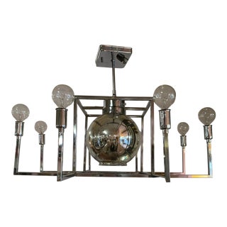 1970s Chrome Nine Light Chandelier For Sale