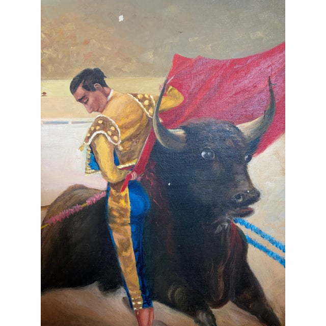 1947 Mid-Century Spanish Bullfighting Oil Painting of Matador Manolete by M. Merrill For Sale - Image 11 of 12
