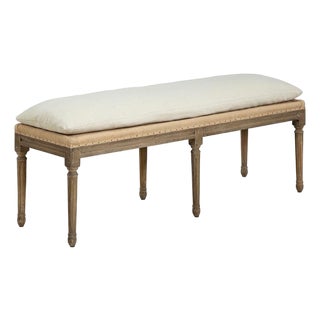 Milton Linen Stylish Bench by Furniture Classics For Sale
