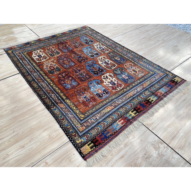 Ivory Fine Afghan Kazak Boteh Panel Wool Rug 5x7 For Sale - Image 8 of 13