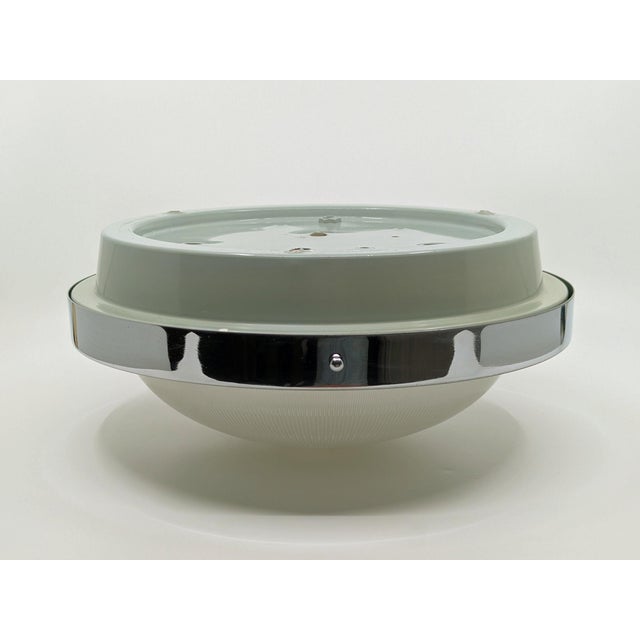 Italian Chrome Plated & Grey Metal, Molded Glass Ceiling Lamp, 1960s by Sergio Mazza for Artemide For Sale - Image 6 of 11