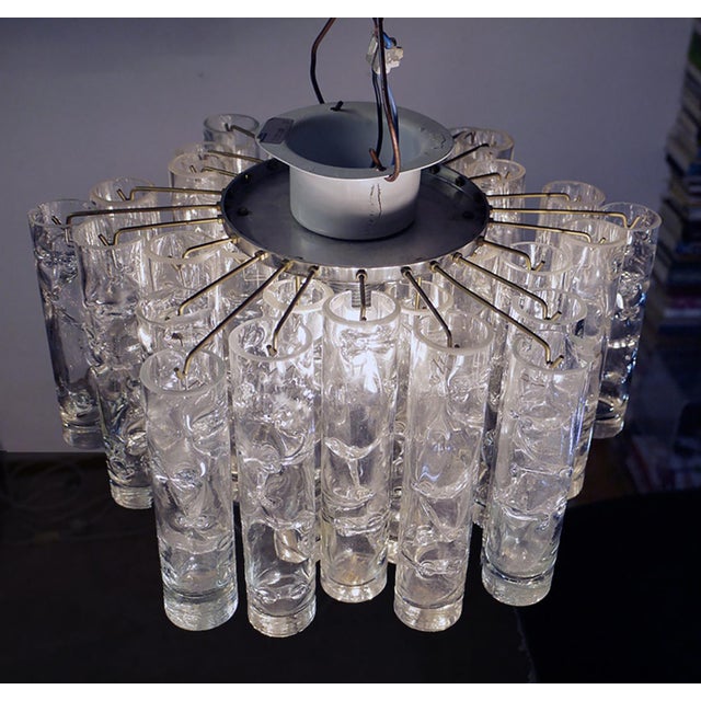 1960s German Lava Flush Mount in Murano Glass Tubes and Brass from Doria Leuchten, 1960 For Sale - Image 5 of 12