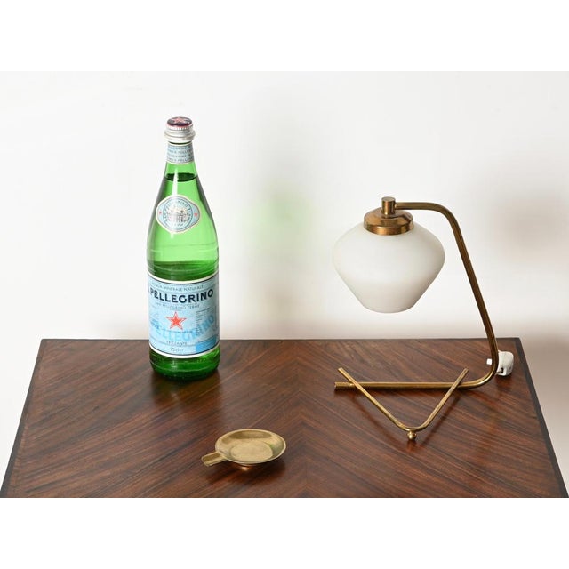 Italian Brass and Opaline Glass Table Lamps from Stilnovo, Italy, 1950s, Set of 2 For Sale - Image 13 of 17