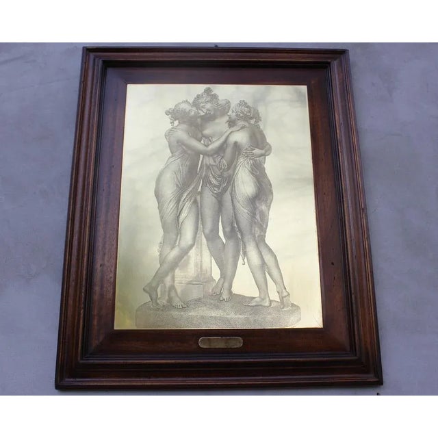Vintage The Three Graces Drypoint Etching on Metal Plate, Framed For Sale - Image 11 of 11