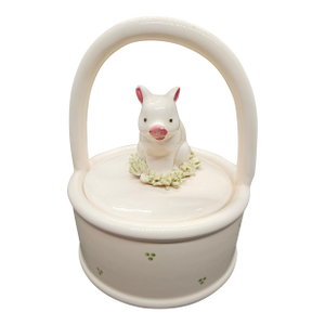 Vintage Fitz and Floyd Piglet Trinket Basket, Handpainted
