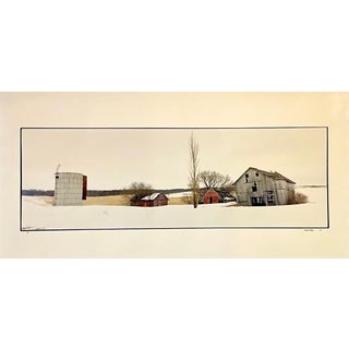 Maxwell Mackenzie, Farm, Winter Landscape, Large Panoramic Vintage Color Photograph Signed Photo, 1993 For Sale