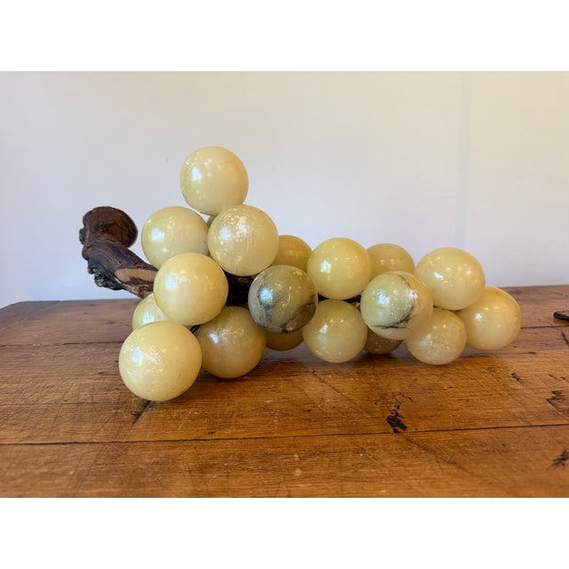 Vintage Italian Alabaster Grape Cluster, Extra Large, Wood/Vine Stem For Sale - Image 4 of 13