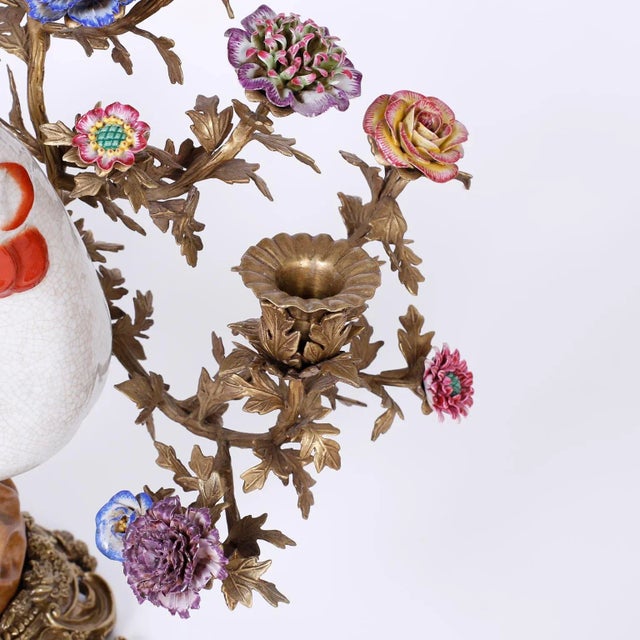 Bronze and Porcelain Chicken Candelabra - A Pair For Sale In West Palm - Image 6 of 9