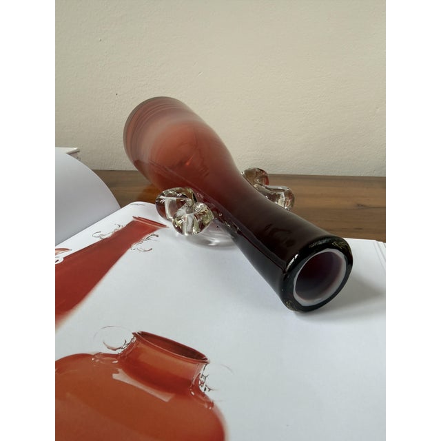 Ruby Red Bottle Vase with Applied Clear Glass Wings by Jerzy Słuczan-Orkusz for Huta Szkła Tarnowiec, Poland, 1970s For Sale - Image 13 of 14