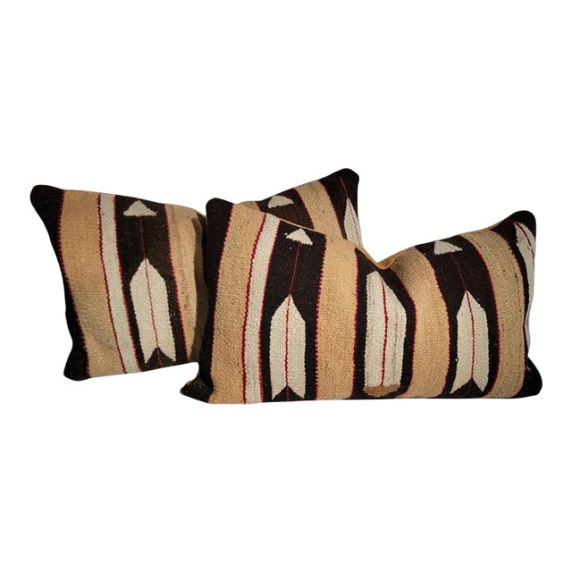 Hand Woven Feather and Arrow Pattern Weaving Pillows -Pair For Sale