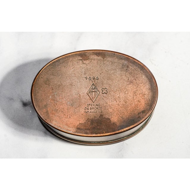 Arts and Crafts Antique Heintz Arts Bronze Sterling Silver Desk Stamp Box For Sale - Image 10 of 11