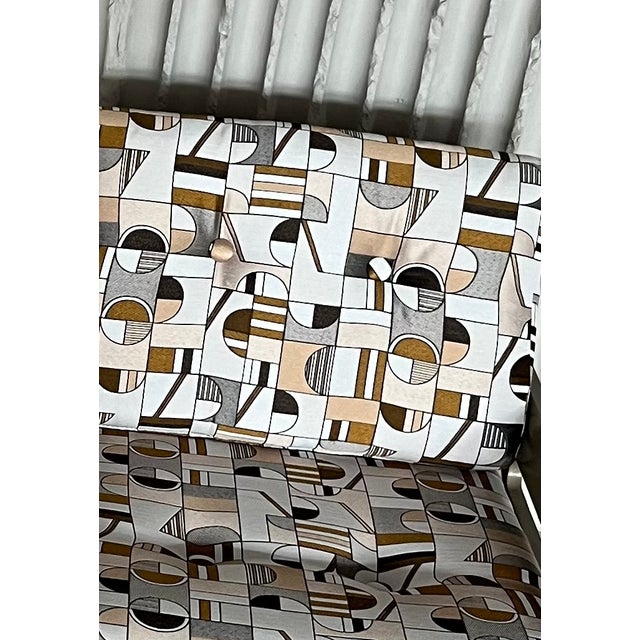 Contemporary Vintage Lounge Chairs in Geometric Fabric, Set of 2 For Sale - Image 3 of 6