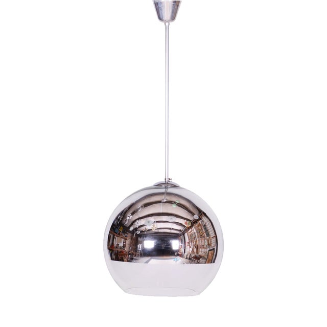 Mid-Century Chandelier in Chromed Steel and Opaline Glass, Germany, 1970s For Sale