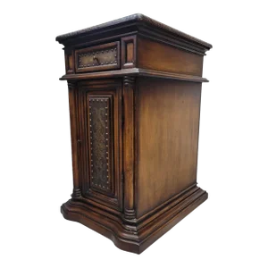 Spanish Colonial Chairside Table With Ostrich Leather Top