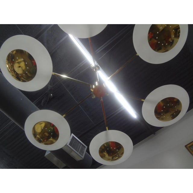 1980s Italian Brass and Glass Chandelier Attributed to Stilnovo For Sale In Houston - Image 6 of 12