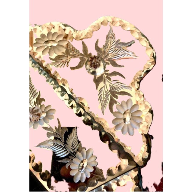 Antique Venetian Opulent Murano Glass Mirror with Engravings and Beveled Edges, 1920s For Sale - Image 10 of 11