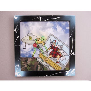 Expect the Unexpected by Louis Recchia | Mixed-media acrylic on plexiglas depicting an alien interaction. For Sale