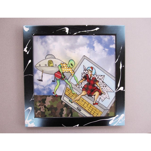 Expect the Unexpected by Louis Recchia | Mixed-media acrylic on plexiglas depicting an alien interaction. For Sale