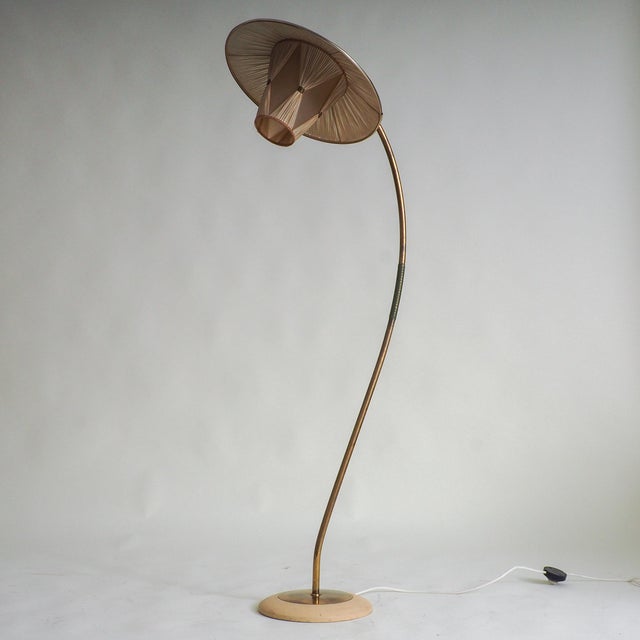 Gold Vintage Floor Lamp with Pleated Shade, 1950s For Sale - Image 8 of 17