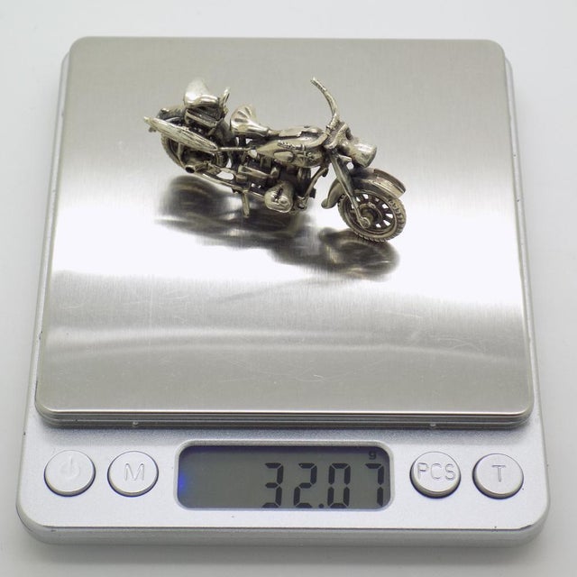 Silver Vintage Italian Handmade 925 Sterling Silver American Motorbike, Tuscany, 1970s For Sale - Image 8 of 11