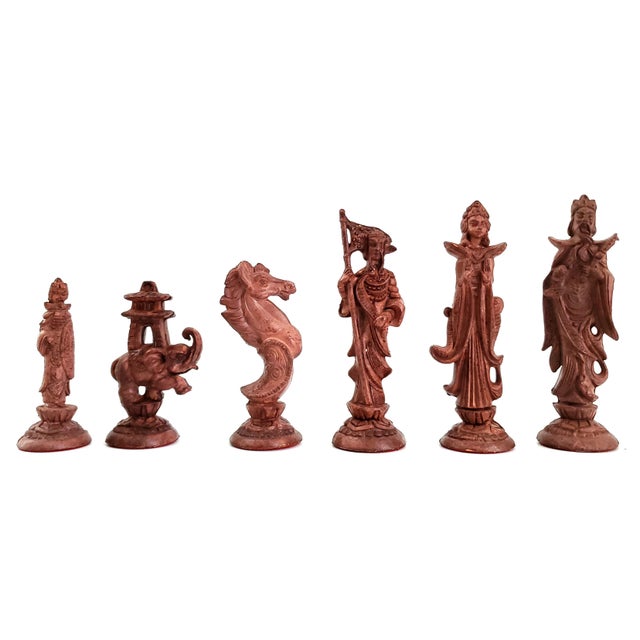 AERIN Vintage Marquetry Chess Set With Chinese Figurines For Sale - Image 4 of 15