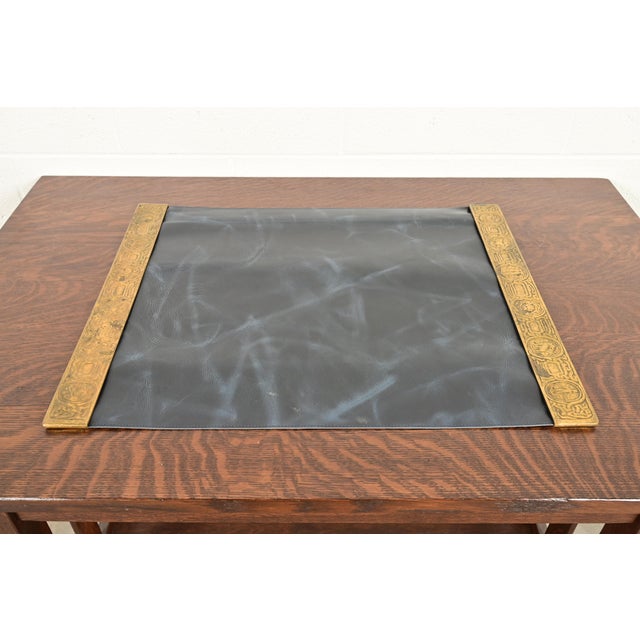 A gorgeous pair of Art Deco or Arts & Crafts period gilt bronze blotter ends featuring symbols of the Zodiac with a custom...