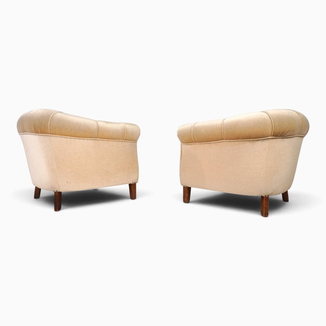 Art Deco Club Chairs with Champagne-Colored Mohair, 1930, Set of 2 For Sale - Image 3 of 18