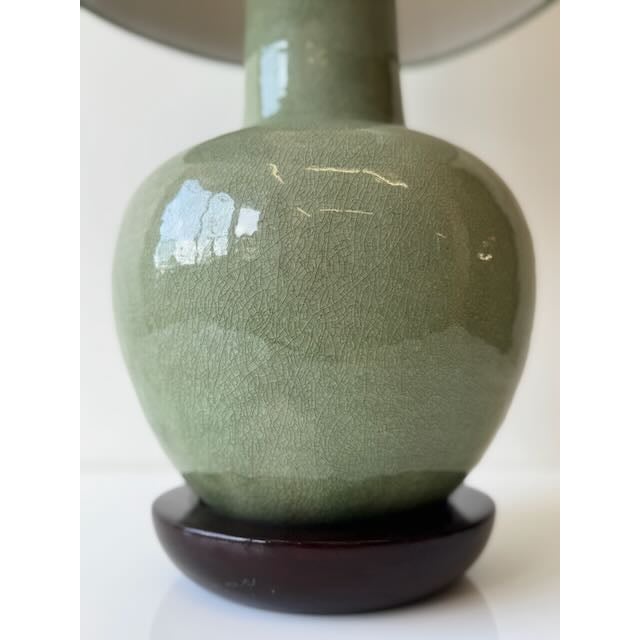 Ceramic 1950's Celadon Ceramic Table Lamp For Sale - Image 7 of 10