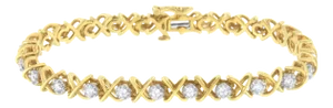10K Yellow Gold Plated Sterling Silver 1 cttw Diamond Link Bracelet - Size 7"