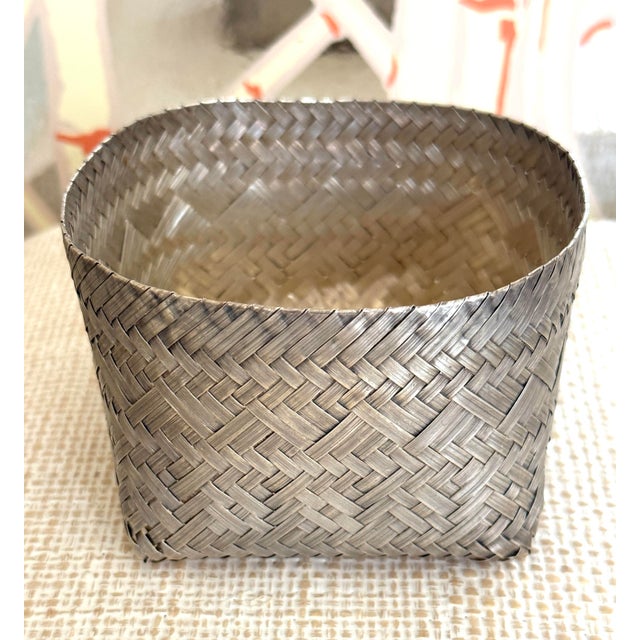 Sterling silver woven basket. Made by Tane in Mexico for Tiffany and Co. Hallmarked on bottom with all appropriate...