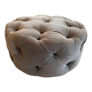 Restoration Hardware Tufted Round Ottoman For Sale