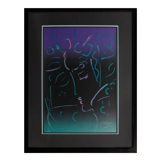 Peter Max Midnight Profile Signed 1988 Serigraph on Paper 176/300 Modern Pop Art For Sale