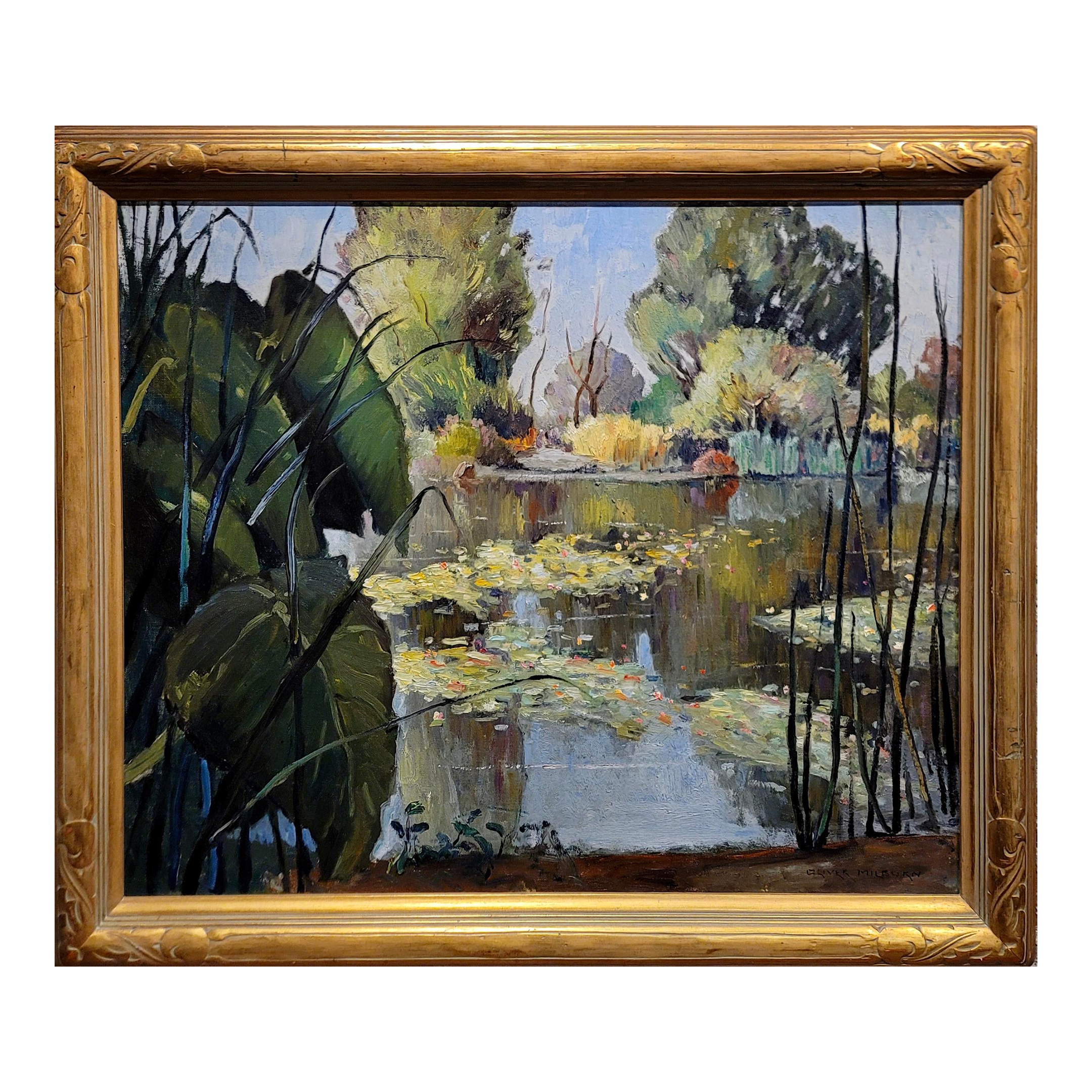 Oliver Milburn - Water Lilies - 1920s Impressionist - Oil Painting