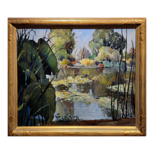 Oliver Milburn - Water Lilies - 1920s Impressionist - Oil Painting