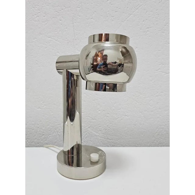 Small Space Age Table Lamp Done in Chrome with Revolving Shade, Italy, 1970s For Sale - Image 10 of 11