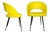 Couple of armchairs upholstered in yellow leatherette, legs of brass and steel tubs. Manufactured in the 1950s.