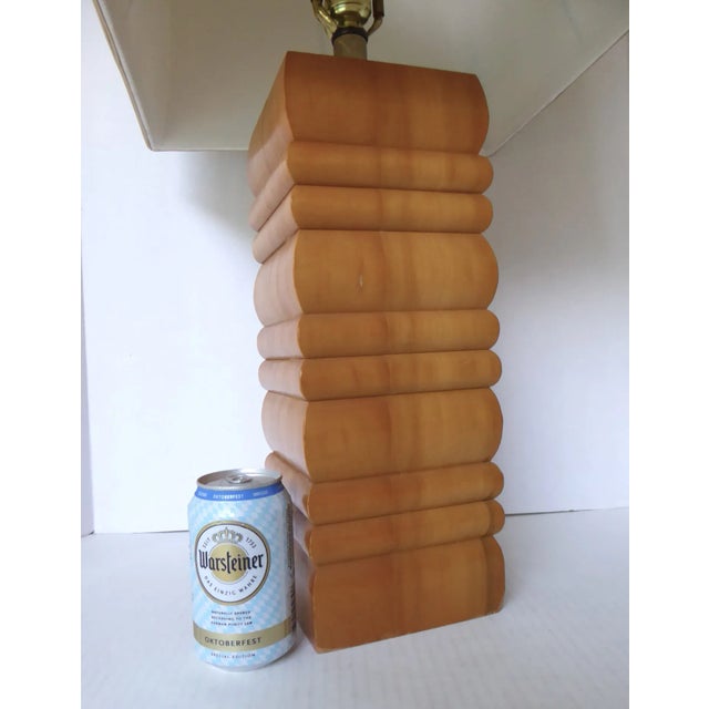 Organic Mid Century Modern Stacked Wood Table Lamp 1960s For Sale - Image 10 of 12