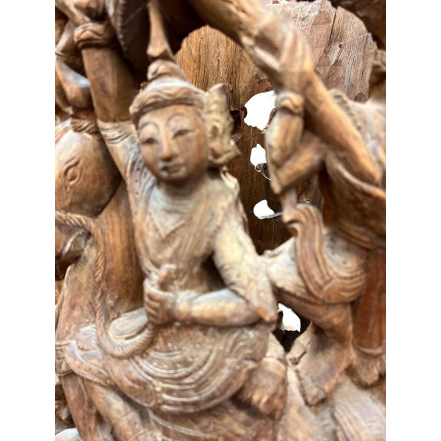 Late 19th Century Carved Teak Thai Temple Fragment – Architectural Element For Sale - Image 5 of 11