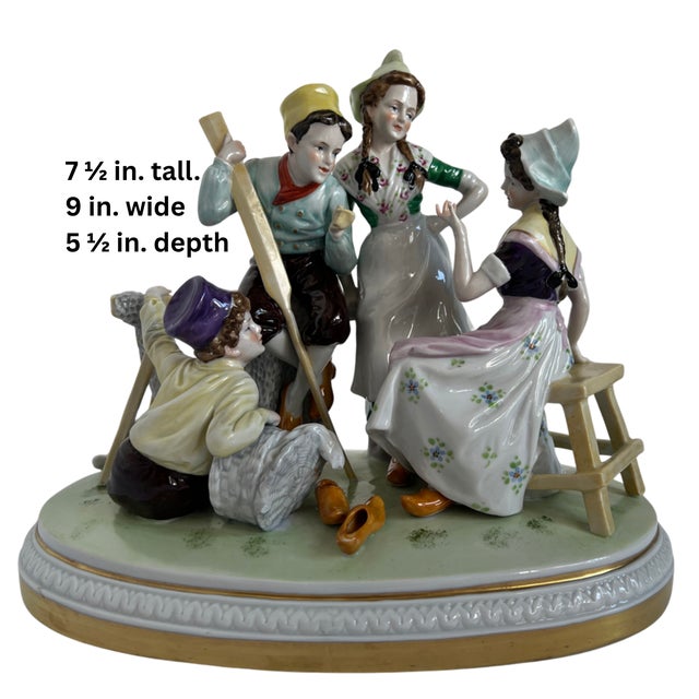 Antique German Four Children in Lively Conversation Porcelain Figurine For Sale - Image 16 of 18
