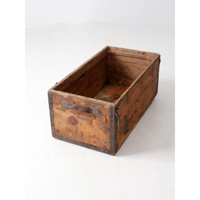 Antique Trunk Base Primitive Storage Box For Sale - Image 6 of 16