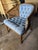 Mid 20th Century Blue Tufted Cane Back Barrel Chair For Sale In Washington DC - Image 6 of 13