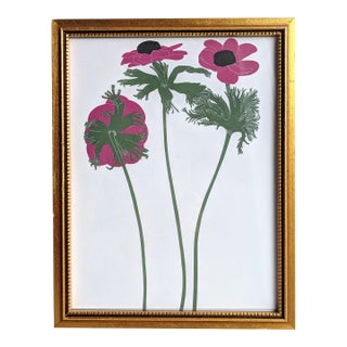 Vintage Henry Evans Botanical Linocut Art Framed For Sale