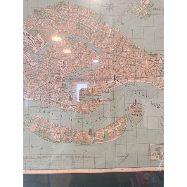 1910s Vintage Framed Map of Venice Italy For Sale - Image 5 of 12