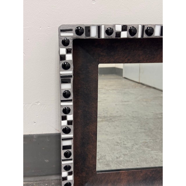 Mychelle Fitzgerald Black + White Mosaic Design Wall Mirror For Sale In San Francisco - Image 6 of 12