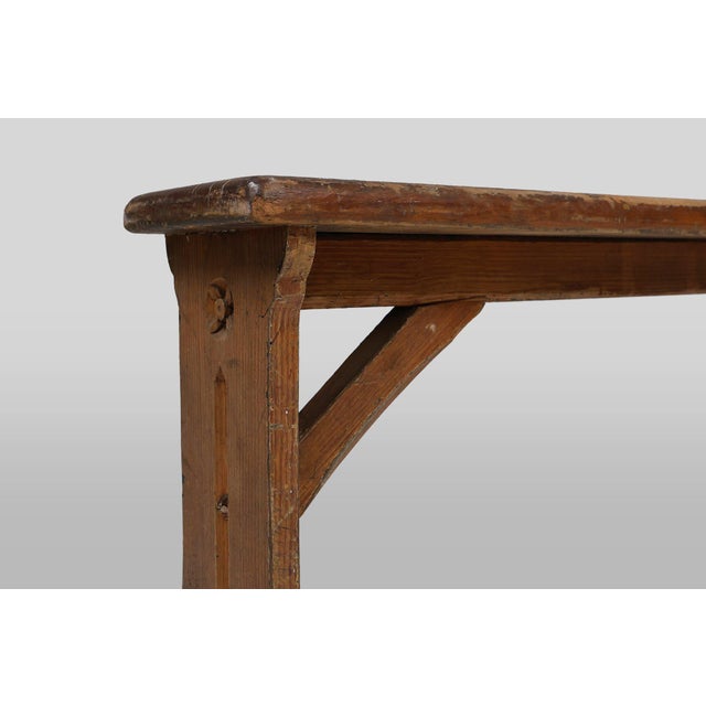 Mid-Century Modern French Rustic Bench in Oak with Carvings, 1850s For Sale - Image 3 of 11