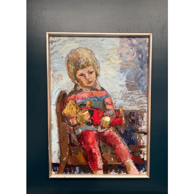 Bertil Wahlberg, Portrait of a Child, 1950s, Oil on Canvas, Framed For Sale - Image 18 of 18