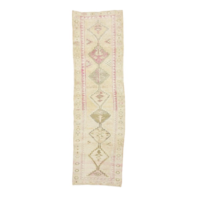 Faded Vintage Herki Runner Rug For Sale